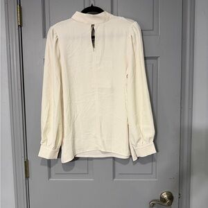 Ann Taylor Cream Long Sleeve Mock Neck Blouse salesman Sample